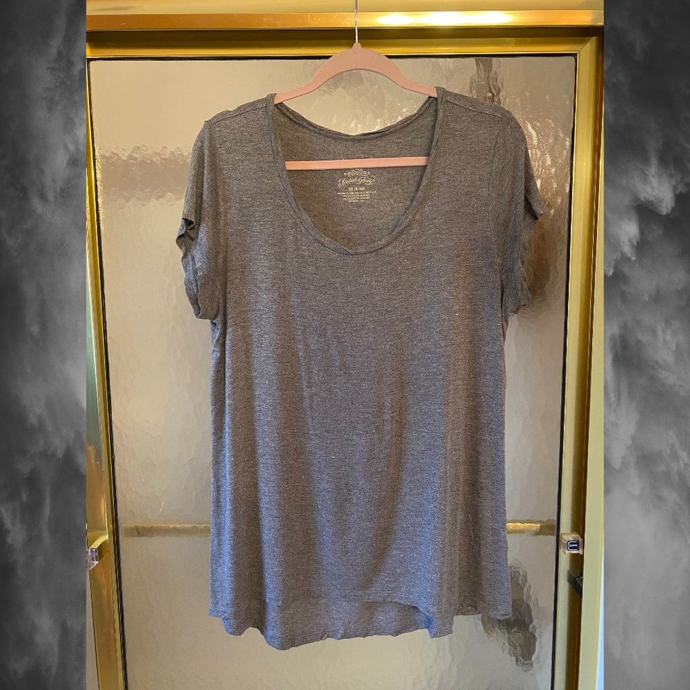 Faded Glory | Gray Scoop Neck Short Sleeve T-Shirt